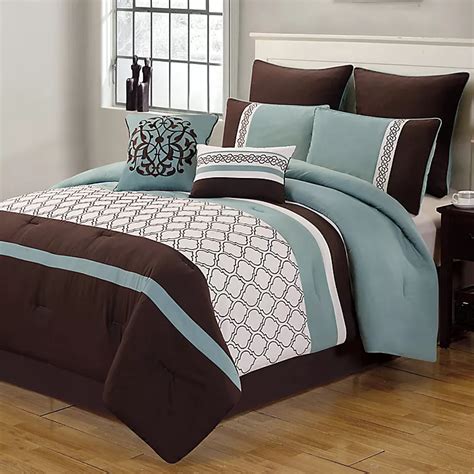 blue brown comforter set queen|queen comforter sets blue tones.